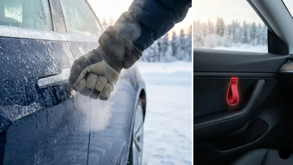 Tesla door handle stuck